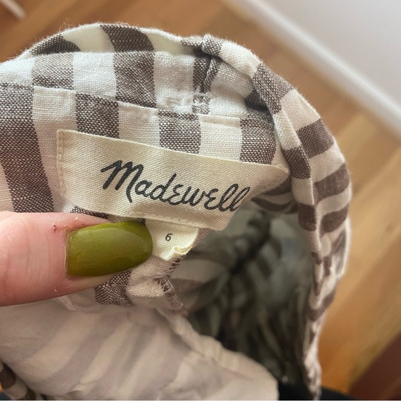 MADEWELL Striped Linen-Blend Paperbag Pants - Picture 5 of 6